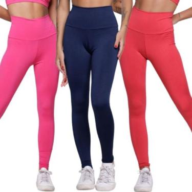 Imagem de KIT 3 Calça Legging Lisa Bella Fiore Cós Alto Roupa Para Academia Trei