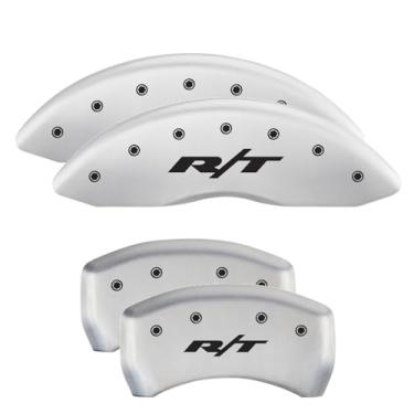 Imagem de MGP Caliper Covers - Capas de pinça de freio para Dodge Challenger 2011-2023 e Dodge Charger 2011-2023 (requer pinça dianteira de pistão duplo) Conjunto dianteiro e traseiro - Logotipo de caminhão R/T