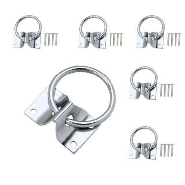 Imagem de 5 Pendurador Parede Argolado Inox Cavalos Corda Haras - Vet
