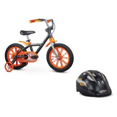 Imagem de Kit Nathor Bicicleta Infantil Aro 14 Com Rodinhas First Pro Menino + C