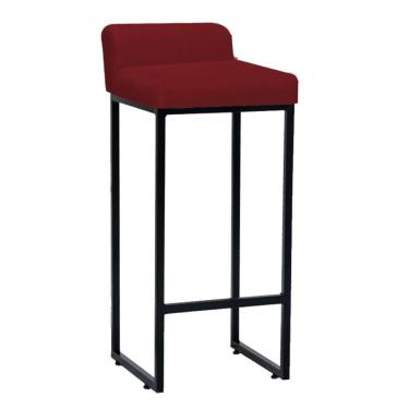 Imagem de Banqueta Alta Mia Com Encosto Cozinha Bistrô Bar Balcão Ferro Preto Suede Vermelho