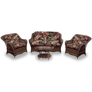 Imagem de Conjunto De Sofá Fibra Sintética Naja - 1 Sofá 2 L + 2 Poltronas + 1 Mesa Centro - Tecido Maui Preto