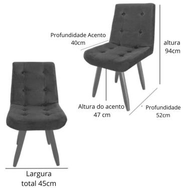 Imagem de Cadeira De Jantar Estofada Lilith Pé De Palito Suede Azul Royal - Berit Decor