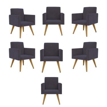 Imagem de Kit 07 Poltronas Nina Decorativa Para Recepção Balaqui Decor Cor:cinza
