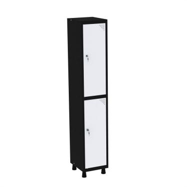 Imagem de Roupeiro Em Aço Mt 1v 2 Portas - Fechadura Preto-branco