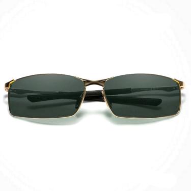 Imagem de Óculos De Sol Retangular Masculino Com Proteção Uv400 Polarizados Dourado