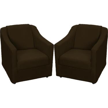 Imagem de Kit 2 Poltronas Mila Pé De Plástico Cromado - Marrom Suede