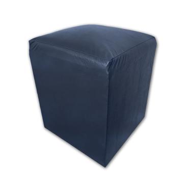 Imagem de Puff Banqueta Quadrado Cubo Decorativo Courino E Suede Azul Marinho Courino