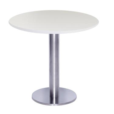 Imagem de Mesa Beta Big Inox 75 Cm (alt) Disco Redondo Tampo Mdp Redondo 60 Cm (larg) X 2,50 Cm (alt) Branco