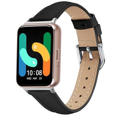 Imagem de Compatível com Samsung Galaxy Fit3 (SM-R390), pulseira de couro elegante, acessório para smartwatch Samsung Galaxy Fit 3 (SM-R390) (preto)