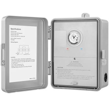 Imagem de SURAIELEC Temporizador Mecânico Para Piscina, 40 A, 240 V, 3 Hp, De Alta Resistência 24 Horas Bomba, Spa, Iluminação Paisagem, Aquecedor Água, Controla Simultaneamente Dispositivos Até Uso Interno E