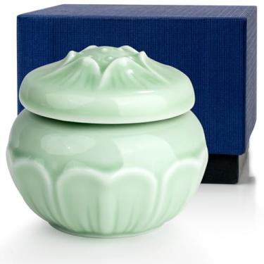 Imagem de SIBRANT Pequenas Urnas Para Cinzas, Urna De Cremação Decorativa Com Flores Vivas, Mini Lembrança Humana, Adulto, Masculino, Feminino, Animal Estimação, Caixa Requintada (Verde)