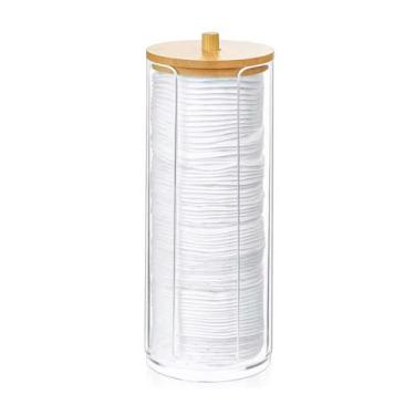 Imagem de Porta Algodão De Plástico E Bambu Organizador Multiuso 18cm