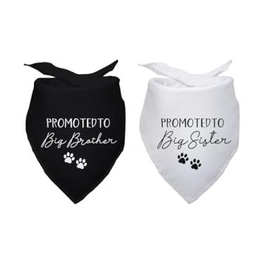 Imagem de Promovido a Big Brother Sister Pregnancy Announcement Dog Bandana Revelação de Gênero Anúncio de Bebê Foto Adereços Acessórios para Amantes de Cães de Estimação Presentes Pacote com 2