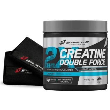 Imagem de CREATINE DOUBLE FORCE 150G + TOALHA FITNESS PRETA - BODYACTION-Unissex