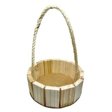 Imagem de Cesta Fraldeira 20x7cm Cestinha Madeira Redonda Pascoa 4un - JTA, PINU
