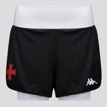 Imagem de Shorts Kappa Vasco Supp Color Feminino Preto e Branco, M