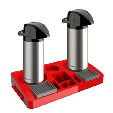 Imagem de Kit 2 Garrafa Térmica Verona 1 L Inox + 1 Bandeja Organizadora Servire