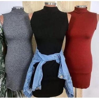 Imagem de Vestido gola alta cavado - filo modas , Dourado, M