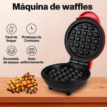Imagem de Mini Waffle Portátil Elétrica Ideal Lanches Rápidos 110V - Relet