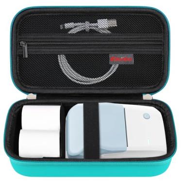 Imagem de Elonbo Estojo De Transporte Para Máquina Etiquetar Niimbot B1, Bolsa Viagem Impressora Portátil Sem Fio Bluetooth, Suporte Etiquetador Pequeno, Bolso Malha Papel, Verde