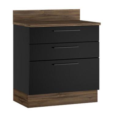 Imagem de Balcão para Cozinha 3 Gavetas Exclusive 80cm Itatiaia Preto - Estrela 