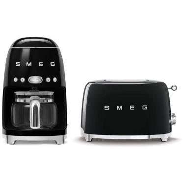 Imagem de Conjunto Smeg Retro de Cafeteira e Torradeira 2 Fatias Preta