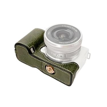 Imagem de Acouto Capa de Câmera Cobertura Protetora de Couro Retro Camera Cães Suporte de Transporte de Bolsa Abrindo o Design Inferior Substituto para Zve10 (GREEN)