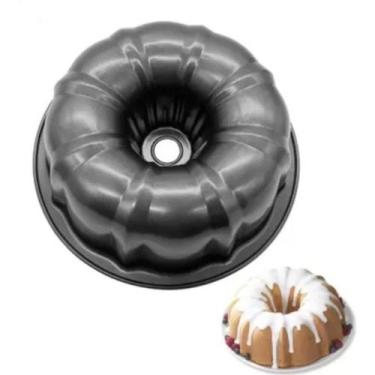 Imagem de Forma Para Assar Bolo Ou Pudim Em Aço Antiaderente Cozinha Cor Preto -