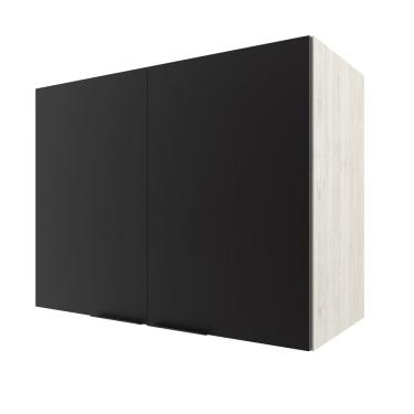 Imagem de Armário Aéreo Bartira Rubi com 2 Portas, 1 Prateleira e 80cm de Largura - Freixo/Preto Poah