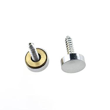 Imagem de Hahiyo Parafusos espelhados de diâmetro de 12 mm, aço inoxidável escovado, fácil instalação, de latão, decorativos, pregos prateados, 20 pares para espelhos de banheiro, painéis, cozinha, teto, artes