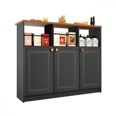 Imagem de Bancada Balcão Com 3 Portas 1,20m Chumbo Indekes