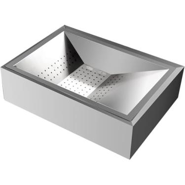 Imagem de Cesta De Fritada De Aço Inoxidável, Comercial Frech Fries Workstatio Com Removível Poroso Curvo Straier Chip Fryig Servig Food Cookig Ferramenta, M