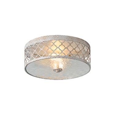 Imagem de HANASS Luminária De Teto Embutida, 12 Polegadas, Cúpula Metal, Cozinha 2 Luzes, Estilo Rústico Branco Antigo Mx100029