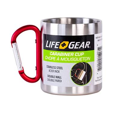 Imagem de Life Gear Caneca de parede dupla de aço inoxidável com alça de mosquetão - Escalada portátil, caminhadas, mochilão ou copo de viagem para acampamento, 295 ml