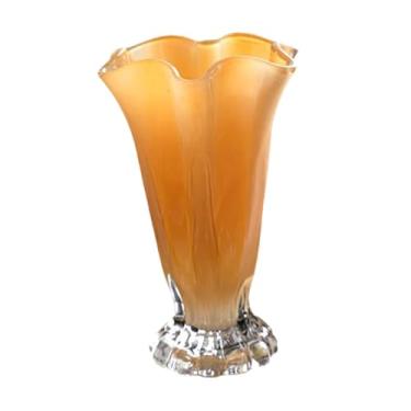 Imagem de Ｂｅｓｇａ Vaso de vidro com pétalas, vaso de plantas, recipiente de flores, ornamento, peça central, arte moderna, de flores, de plantas decorativo para quarto, Amarelo