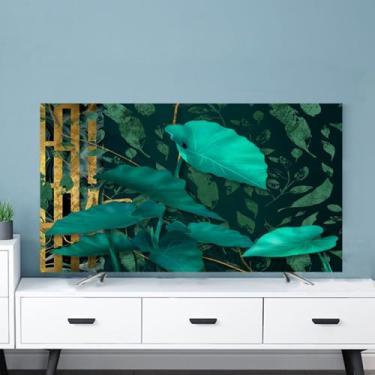 Imagem de Capa de TV All-Inclusive Protetor de Tela de TV Moderno Universal Curvado/Plano LED LCD Tv Capa Antipoeira Antiderrapante Montado na Parede Protetor de Tela de TV Decoração Home-Green||165.1 cm (152