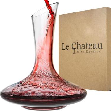 Imagem de Le Chateau Decantador de vinho grande e elegante com aerador – Garrafa de vinho de cristal soprada à mão sem chumbo, decantador de vinho tinto de 750 ml, acessório de aerador de vinho para amantes de