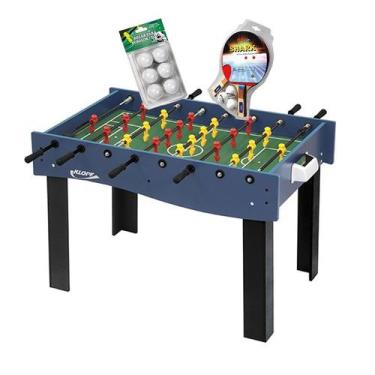 Imagem de MESA MULTI JOGOS 3 EM 1 KLOPF 1058 + Bolinhas Pebolim + Kit Ping-Pong