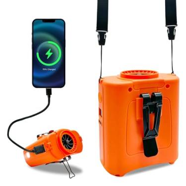 Imagem de EMINGSKY Ventilador portátil com clipe de cintura 10.0000 mAh ventilador pessoal recarregável, configurações de 5 velocidades, mãos livres para pendurar no pescoço/ventiladores de resfriamento de