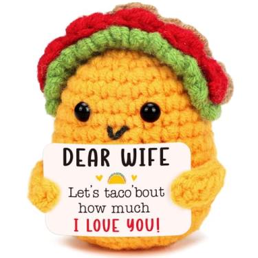 Imagem de TuSuQing Funny Birthday Gifts for Wife Christmas Anniversary Romantic Gift for Her Wife Women I Love You Cute Valentines Fathers Day Present to My Best Wife Ever Handmade Crochet Taco from Husband