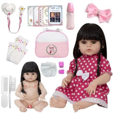 Imagem de Bebê Reborn Menina Realista Vestido Rosa Enxoval Completo - Cegonha Re