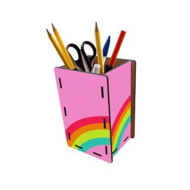Imagem de Porta Lápis e Canetas Curva Colorida Rosa - PoloCat Acessórios
