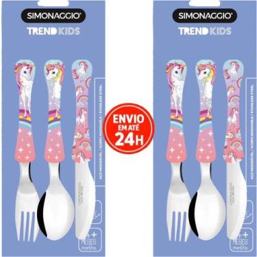 Imagem de Kit Com 2 Talher Infantil Carros Inox Simonaggio Disney Garfo e Faca, 