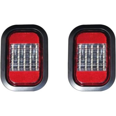 Imagem de Qtd 2-5x3" claro/branco Retangular 25 LED Reverse/Retroiluminação de caminhão de reserva com Refletor Vermelho Ilhós e Rabo de Porco