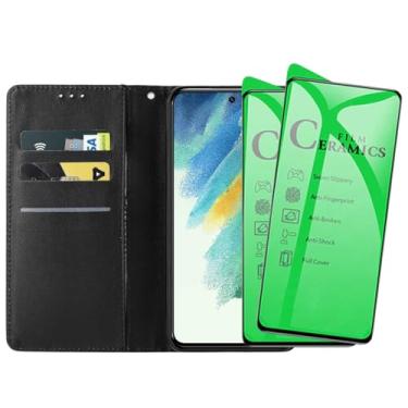 Imagem de Capa Capinha Carteira Para Galaxy S21 FE Capinha Flip Case + 2 Películas Cerâmica Premium