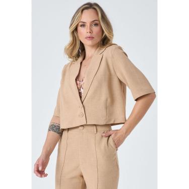 Imagem de Blazer Curto PKS Alfaiataria Bege-GG-Feminino
