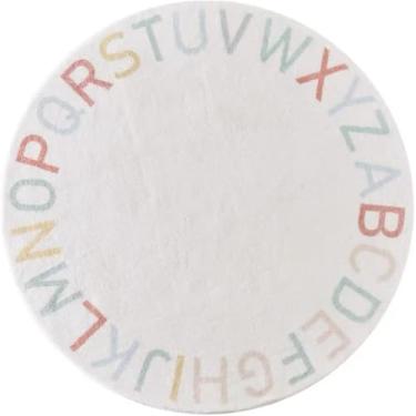 Imagem de B Tapete De Área Redondo Abc De Pelúcia Macia, Tapete De Chão Antiderrapante Para Quarto De Crianças Aprendendo Jogo Tapete Para Sala De Aula Lavável, A, Diameter:100cm