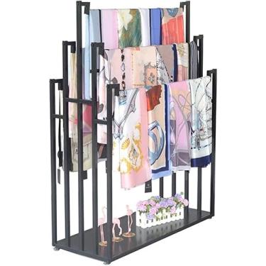 Imagem de Cachecol Display Rack Cachecol Organizador Multifuncional Cabideiro Com 5 Varas Penduradas E Uma Prateleira Inferior Cabideiro De Metal Cabideiro De Calças Cabideiro, B, 80cm