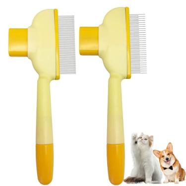 Imagem de Pente de pulgas para cães e gatos com botão de liberação pente de dentes finos para cuidados pessoais, massagem e limpeza, remoção de ovos de pulgas, remoção de pelos de animais de estimação para